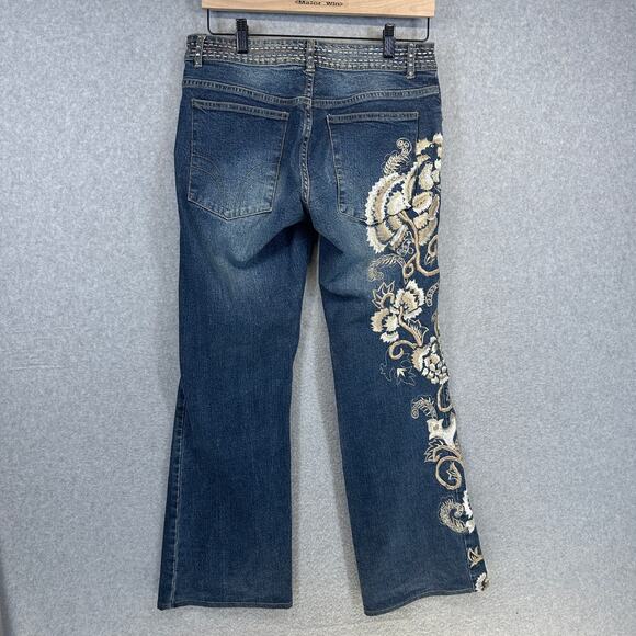 Vanity Collection Jeans Womens Size 6 Blue Floral Embroidered Cotton Blend - Picture 2 of 13